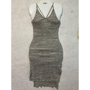 Strappy Bodycon Dress Womens Small Sleeveless Ribbed Knit Midi Fitted Summer